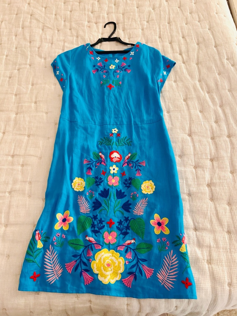 Boden Linen Embroidered Flower Dress - 8R